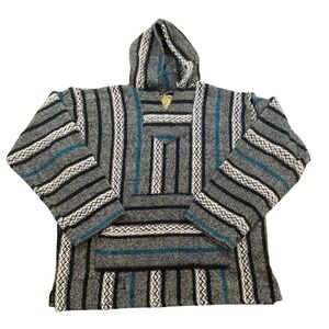 Baja Joe Hoodie Pullover Baja Hoodie XL Surf Stripe Mexican Poncho